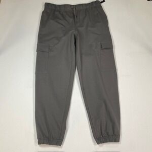Puli Mens Cargo Jogger Pants Dark Grey Elastic Waist‎ Cotton Blend 2XL NEW